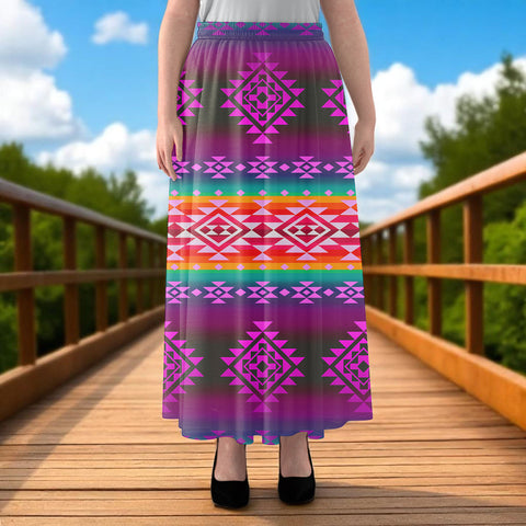 GB-NAT00680 Native American Women Maxi Chiffon Skirts With Lining