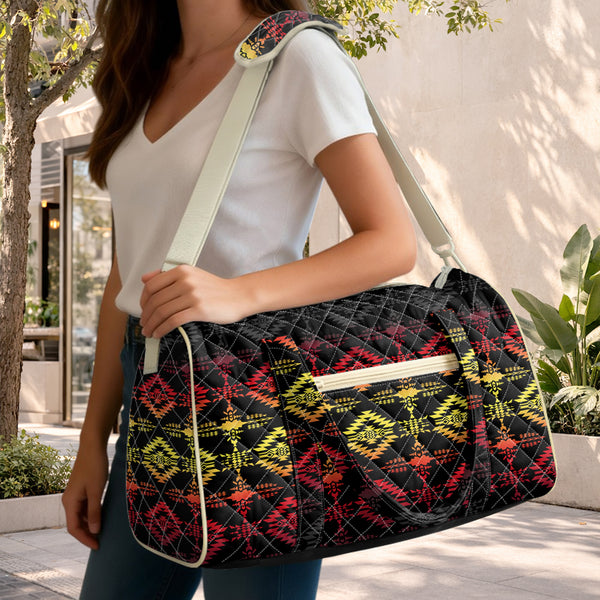 GB-NAT00684B Native American Quilted Travel Bag with Adjustable