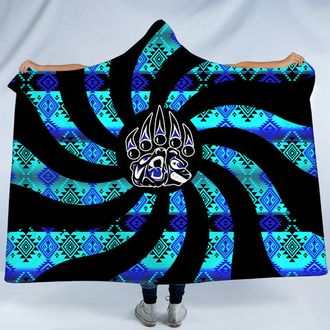 HB250120M13 Bear Paw Native American Pride 3D Hooded Blanket