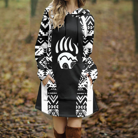 HD000453 Native American Women Longline Hoodie Dress