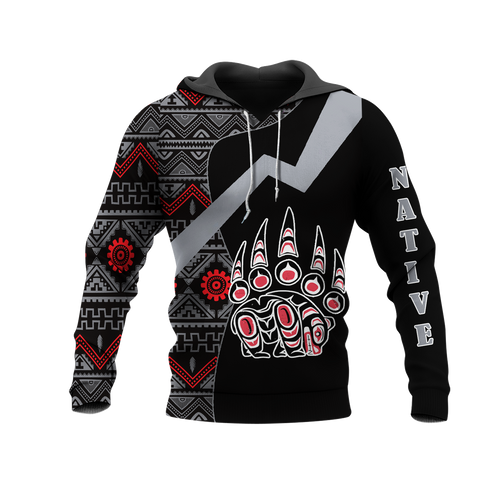HD0012682 Tribal Bear Pattern Native American Pride 3D Hoodie