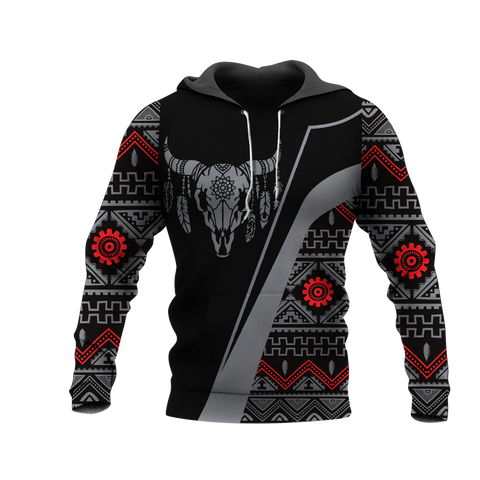 HD0012836 Skull Feather Native American Pride 3D Hoodie