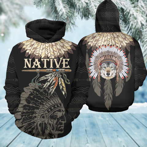 HD250919M07 Chief Wolf Native American 3D Hoodie