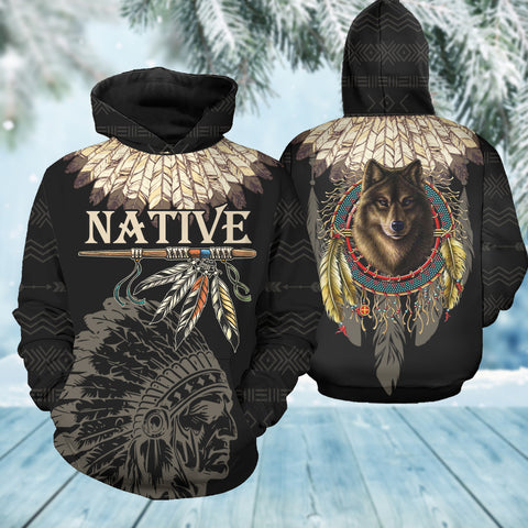 HD250919M08 Chief Wolf Native American 3D Hoodie