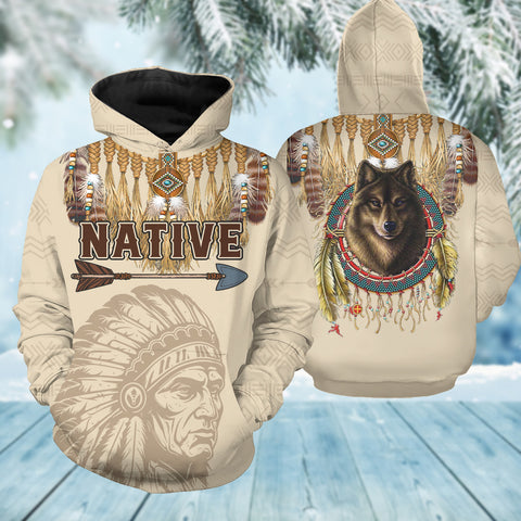 HD250919M14 Chief Wolf Native American 3D Hoodie