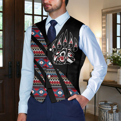 PLSH250122M12 Native American Suit Vest Jacket Print One Side Front