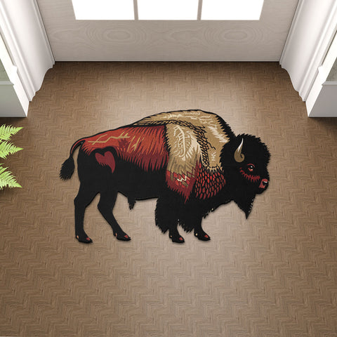 SM250509M08 Bison Native American Shaped Mat