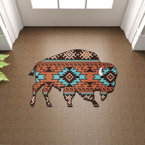 SM250512M06 Bison Native American Shaped Mat