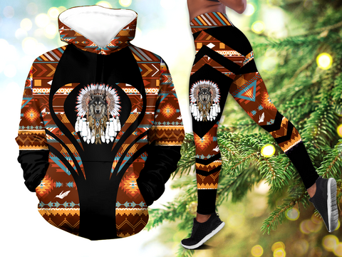 Powwow StoreHLS00316 Pattern Native 3D Hoodie Legging Set