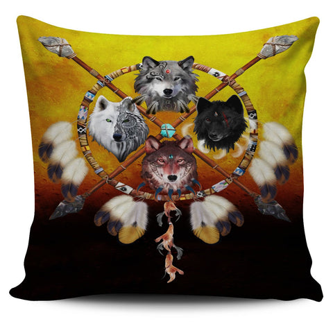 4 Wolves Warriors Native American Pillow Covers - Powwow Store