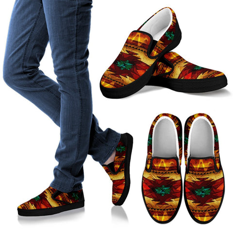 Southwest Brown Symbol Native American Slip Ons - Powwow Store