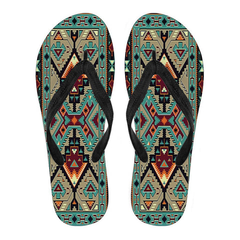 Tribe Blue Pattern Native American Flip Flops - Powwow Store