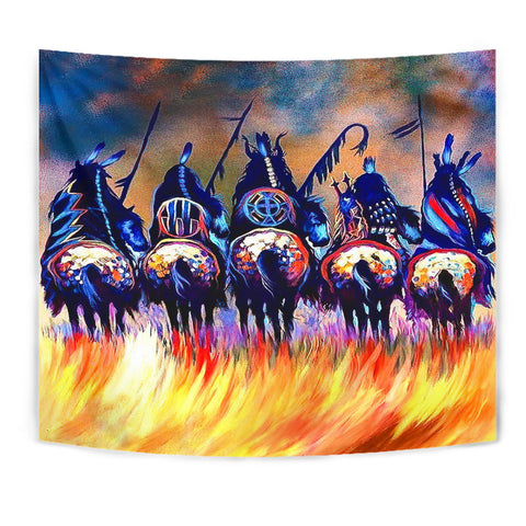 Powwow Store gb nat00013 tape01 5 warriors native american tapestry