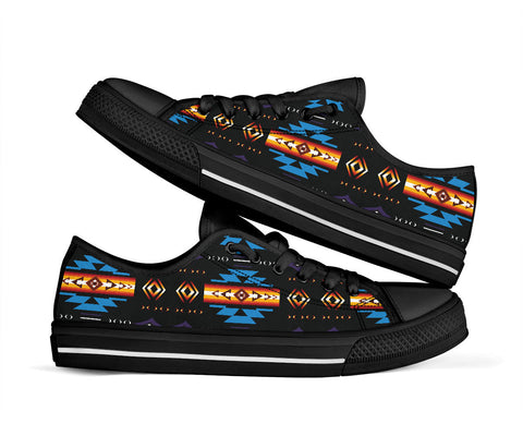 Powwow Store gb nat00363 blue pattern native low top shoes black