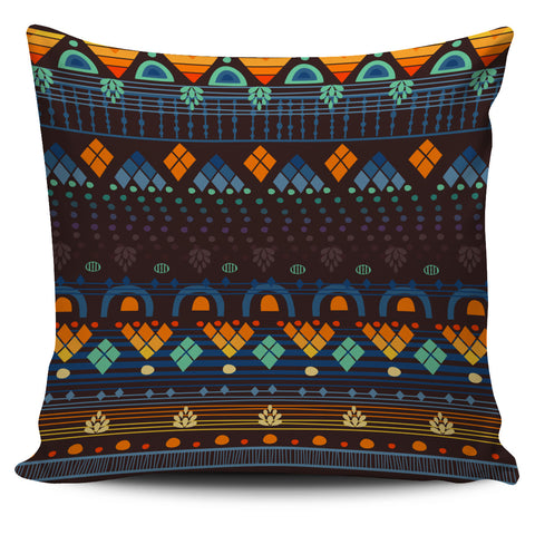 Powwow Store gb nat00582 ethno brown blue pillow cover