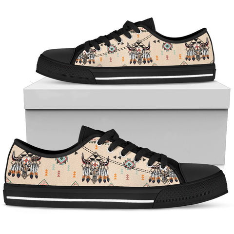 Bison Native American Low Top Canvas Shoes - ProudThunderbird