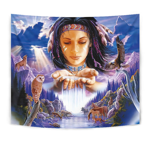 Powwow Store gb nat00442 native girl tapestry
