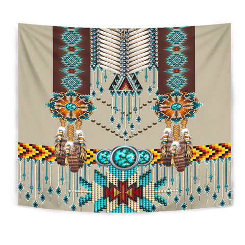 Powwow Store gb nat00069 turquoise blue pattern breastplate native american tapestry