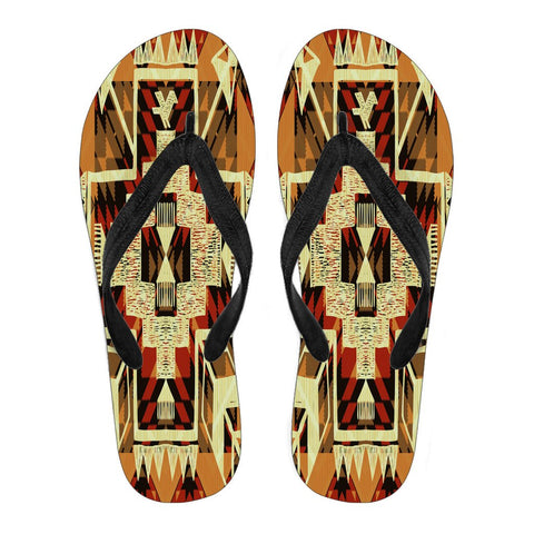 Southwest Yellow Symbol Native American Flip Flops - Powwow Store