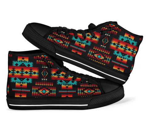 Black Tribal Native American High Top Shoes - Powwow Store