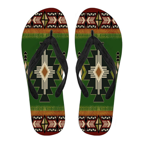 Southwest Green Symbol Native American Flip Flops - Powwow Store