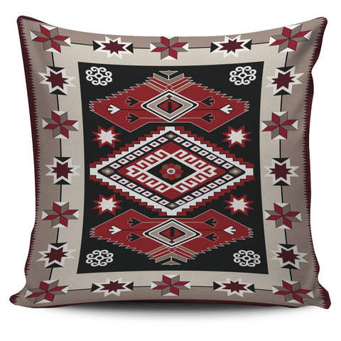 Ethnic Red Gray Pattern Native American Pillow Covers - Powwow Store