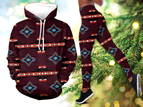 Powwow StoreHLS0093 Pattern Native 3D Hoodie Legging Set