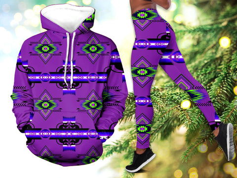 Powwow StoreHLS0094 Pattern Native 3D Hoodie Legging Set