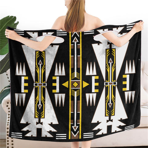 Powwow StoreGBNAT00491 Blue Culture Wearable Bathrobe Bath Wrap Towel