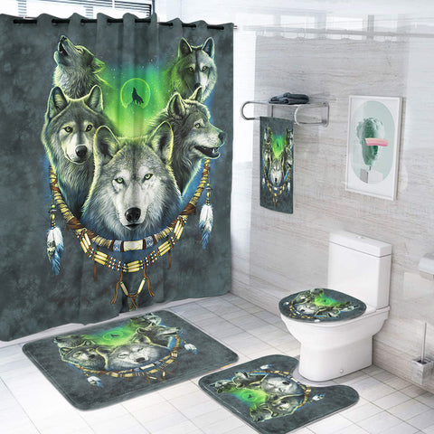 Powwow StoreGBNAT00267 Wolf Pack Moon Light Bathroom Set
