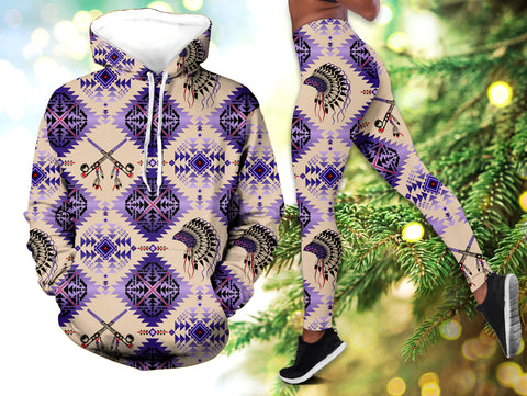 Powwow StoreHLS0095 Pattern Native 3D Hoodie Legging Set