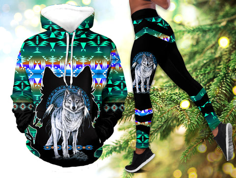 Powwow StoreHLS00103 Pattern Native 3D Hoodie Legging Set