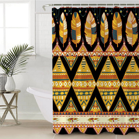 Powwow Store gb nat00589 feather yellow native shower curtain