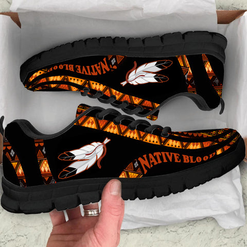 Powwow StoreSNK0016 Orange Pattern Feather Native Sneaker