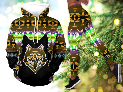 Powwow StoreHLS00100 Pattern Native 3D Hoodie Legging Set