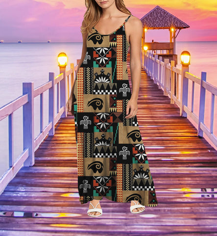 Powwow StoreMXD00053 Pattern Native Maxi Dress