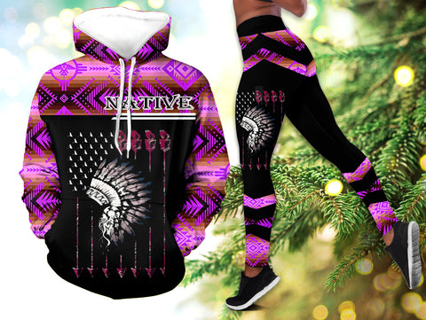 Powwow StoreHLS00112 Pattern Native 3D Hoodie Legging Set
