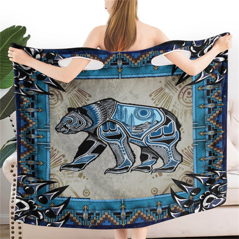 Powwow StoreGBNAT00632  Bear Symbol Native Wearable Bathrobe Bath Wrap Towel