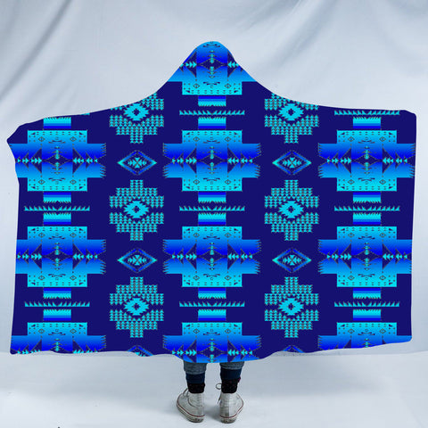 Powwow StoreGBNAT0072012 Pattern Native American Design Hooded Blanket