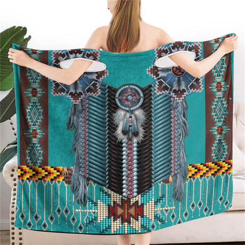 Powwow StoreBR0036   Mandala Thunderbird  Wearable Bathrobe Bath Wrap Towel