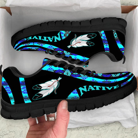 Powwow StoreSNK0008 Blue Pattern Feather Native Sneaker
