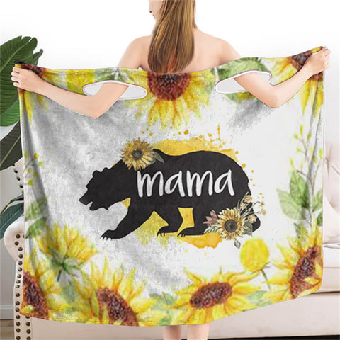 Powwow StoreBR0037 Mama Bear Wearable Bathrobe Bath Wrap Towel