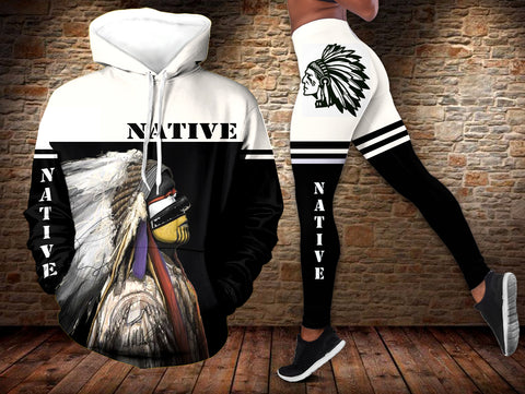 Powwow StoreHLS00129 Pattern Native 3D Hoodie Legging Set