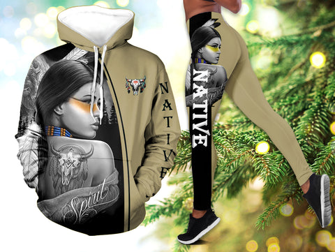 Powwow StoreHLS00280 Pattern Native 3D Hoodie Legging Set