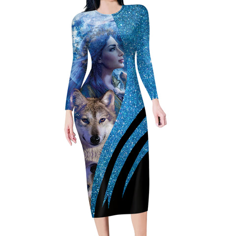 Powwow Store gb nat00358 girl wolves native american body dress