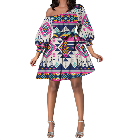 Powwow StoreGBNAT00316 Pattern Native Lovely Women Dress