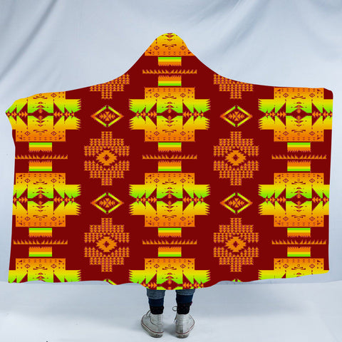 Powwow StoreGBNAT0072016 Pattern Native American Design Hooded Blanket