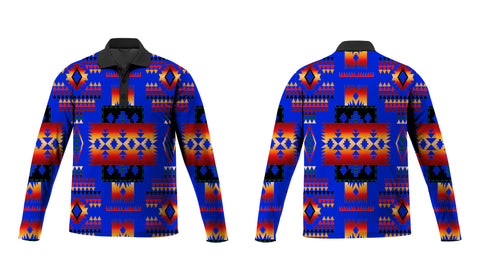 Powwow Store gb nat00046 06 dark blue native tribes pattern native american polo long sleeve