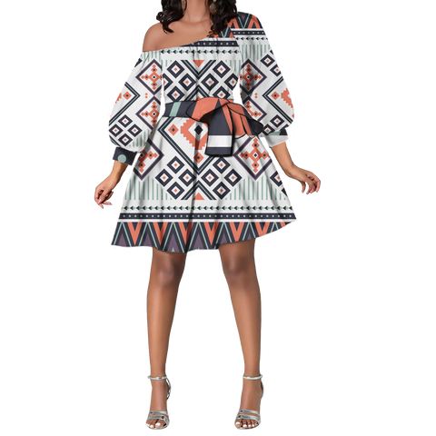 Powwow StoreGBNAT00318 Pattern Native Lovely Women Dress