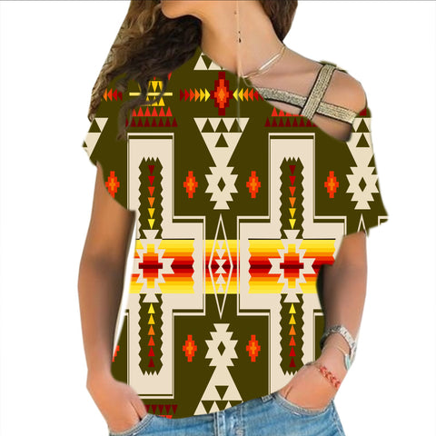 Powwow Store gb nat00062 10 light brown tribe design native american cross shoulder shirt
